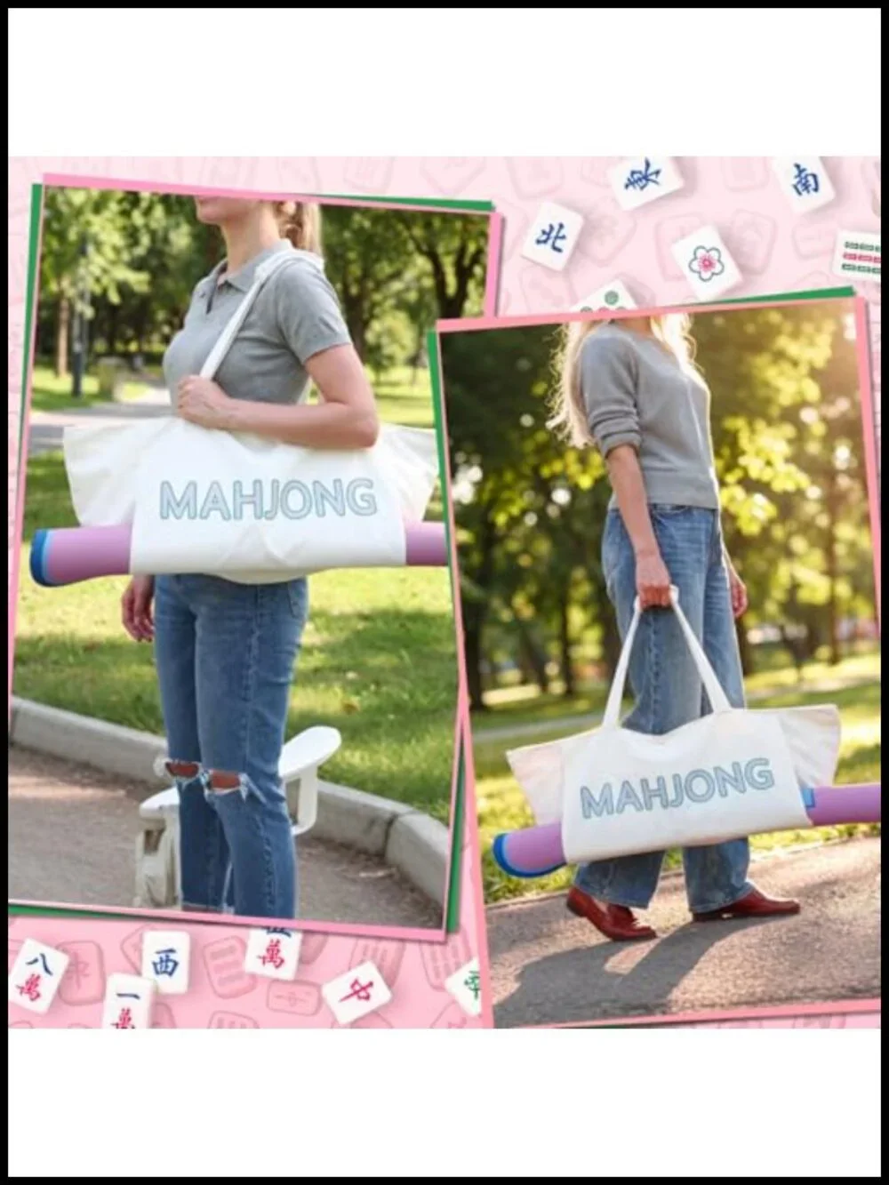 Waterproof Mahjong Tote Bag Large Capacity Storage with Padded Shoulder Strap